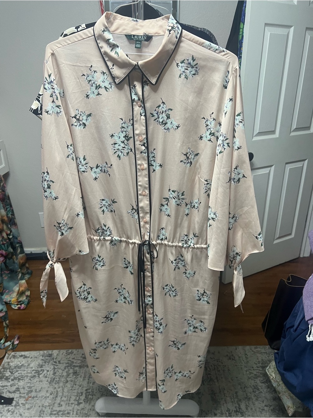 Ralph Lauren Cream Floral Button-Front Midi Dress